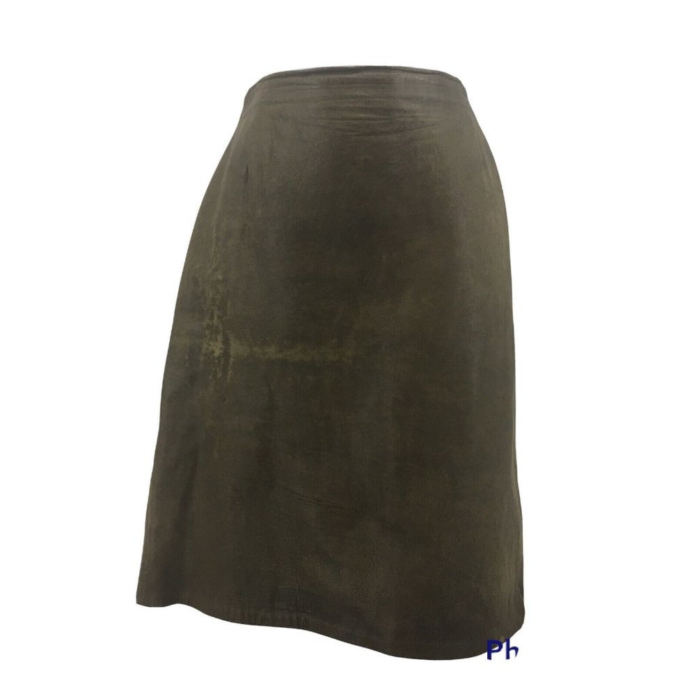 Grunge Goth Hipster Distressed Brown Leather Skirt Women's Sz 10 Lined